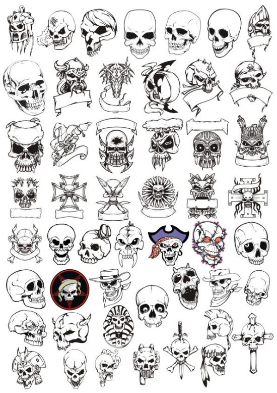 Horror Skulls Vector Art Collection Free Vector