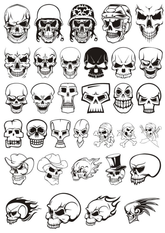 Skull demon or evil horror Vector Pack Free Vector