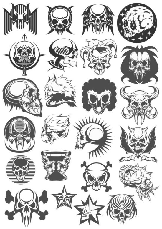 Skull Head Vector Set Free Vector