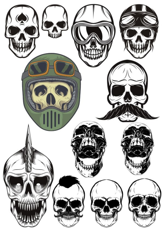 Evil Skull Vector Set Free Vector