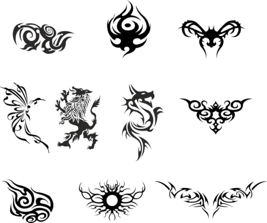 Silhouette Dragon Tattoo Vector Set Free Vector