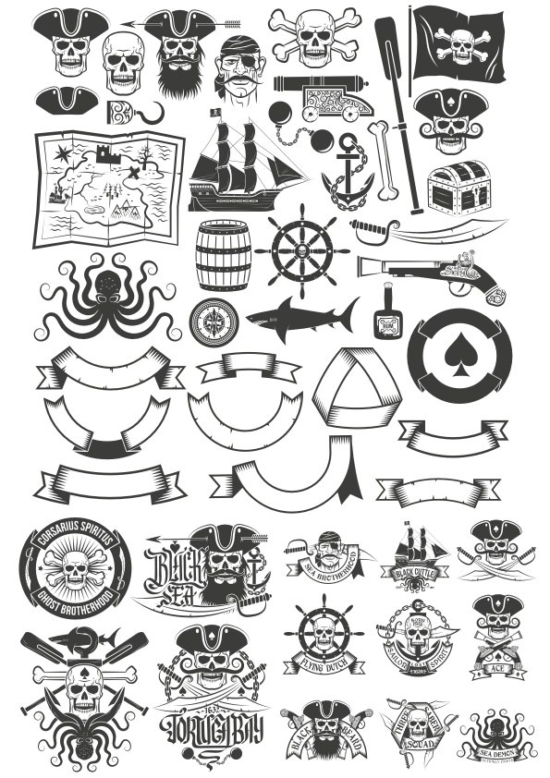 Pirate Vector Art Collection Free Vector