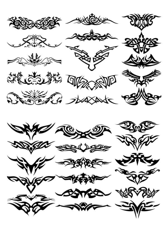 Creative Horizontal Tattoo Set vector Free Vector
