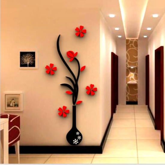 Vase Flower Tree Crystal Acrylic wall art Free Vector