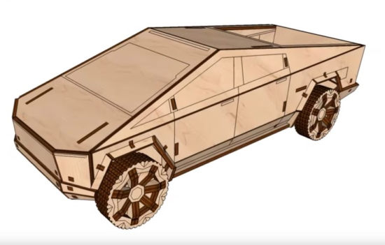 Laser Cut Plywood Tesla Cybertruck Template Free Vector