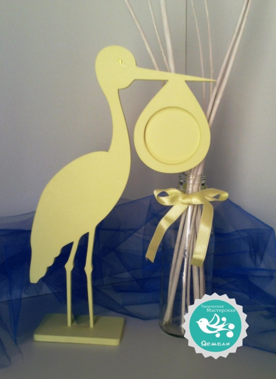 Laser Cut Stork Photo Frame Free Vector