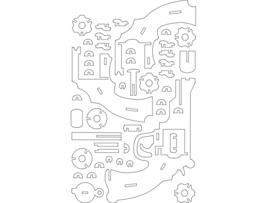 Pistolet Revolver 1 2mm dxf File