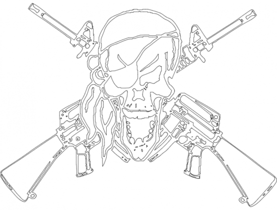 Arfcom skull ar2nd dxf File