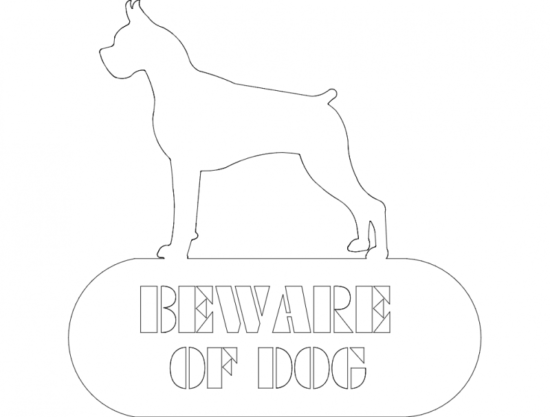 Boxer Beware Of Dog dxf File