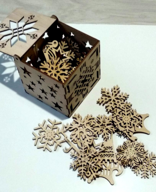Laser Cut Snowflakes Christmas Tree Decoration Box Free Vector