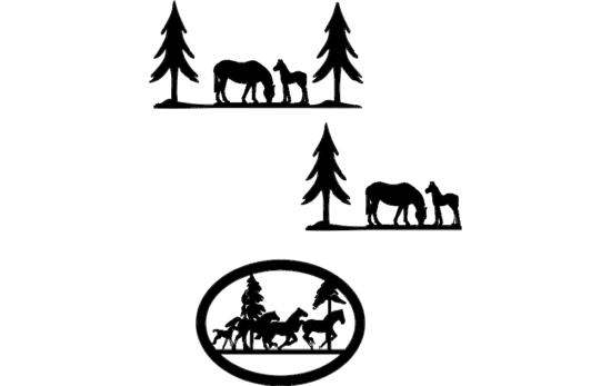 Horses Pine Trees dxf File