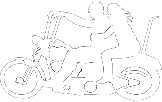 Two Up Motorcycle Riders dxf File