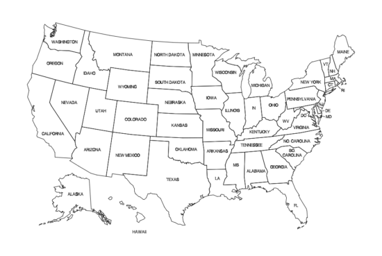 Us States Map dxf File - FilesCnc.com