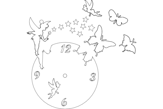 Clock Butterfly Fairy dxf File