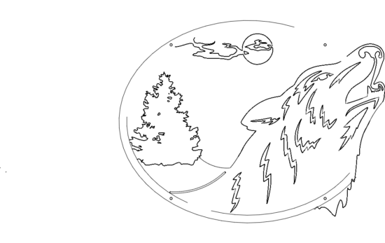 Wolf oval scene dxf File