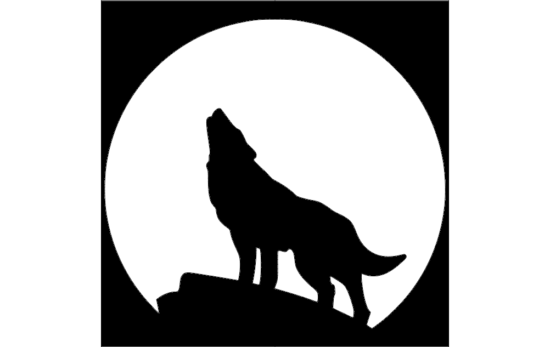 Wolf With Moon dxf File