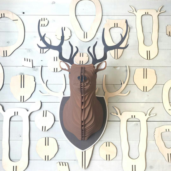 Laser Cut Wall Head Of Decorative Deer Free Vector