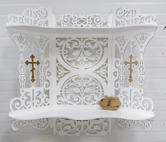 Laser Cut Iconostasis Corner Shelf for Icons Free Vector