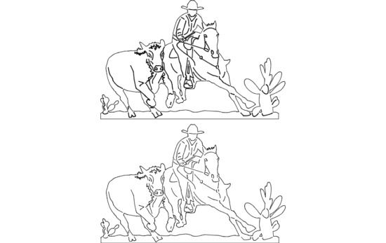 Cowboy And Rodeo Scene dxf File