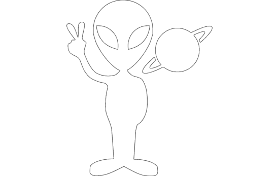 Alien with Planet dxf file