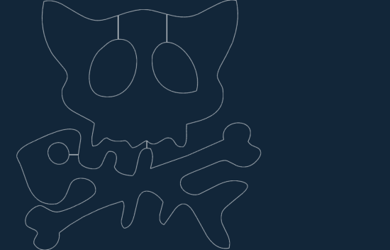 cat skull and crossbone dxf file