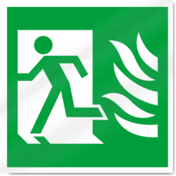 High Safety Fire Exit Symbol with Flames Left Sign-2930.dxf
