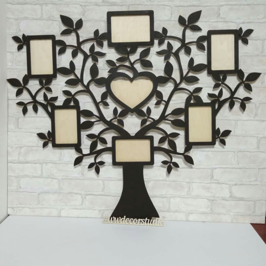 Laser Cut Tree with 7 Photo Frames Free Vector