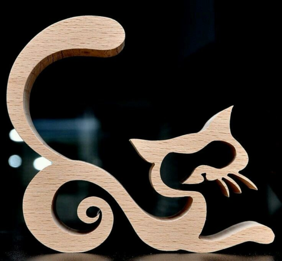 Laser Cut Cat Decoration Template CNC Router Free Vector