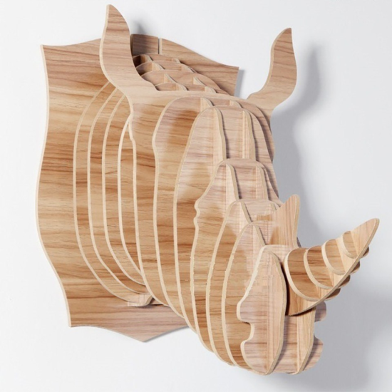 Laser Cut Rhino Head Trophy 3D Animal Head Free Vector