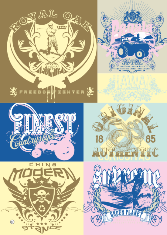 T-shirt Print Vintage Design Set Free Vector