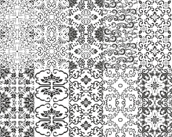 Chinese Patterns Vector Set Free Vector