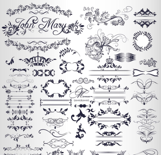 Set Of Decorative Ornaments Free Vector