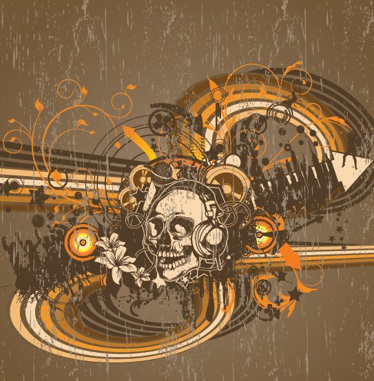 Music Skull T Shirt Prints Vector Free Vector