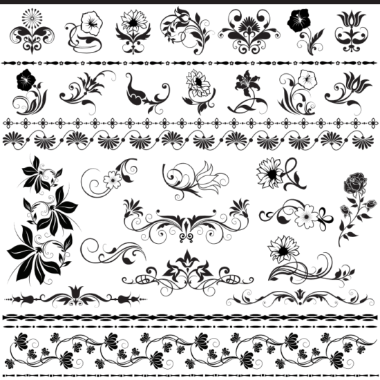 Floral Decorative Elements Free Vector