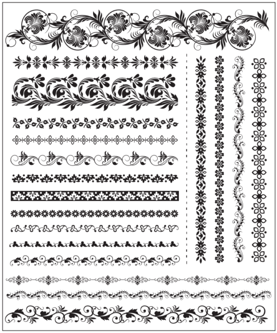 Set Of Floral Decorative Elements Free Vector