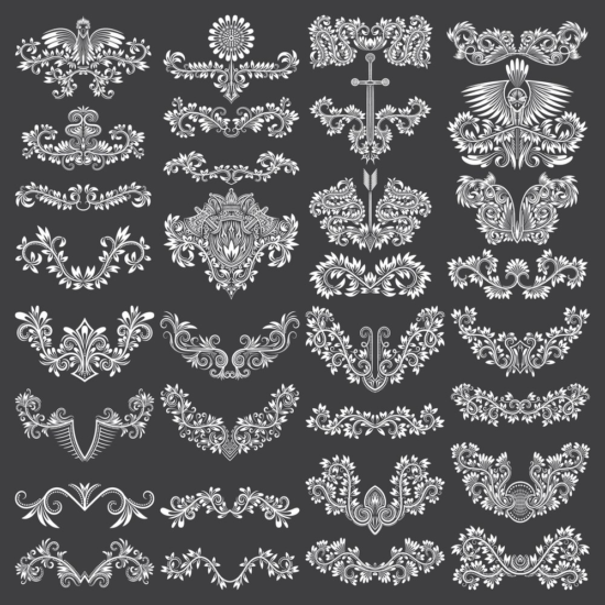 Floral Flourish Vector Set Free Vector