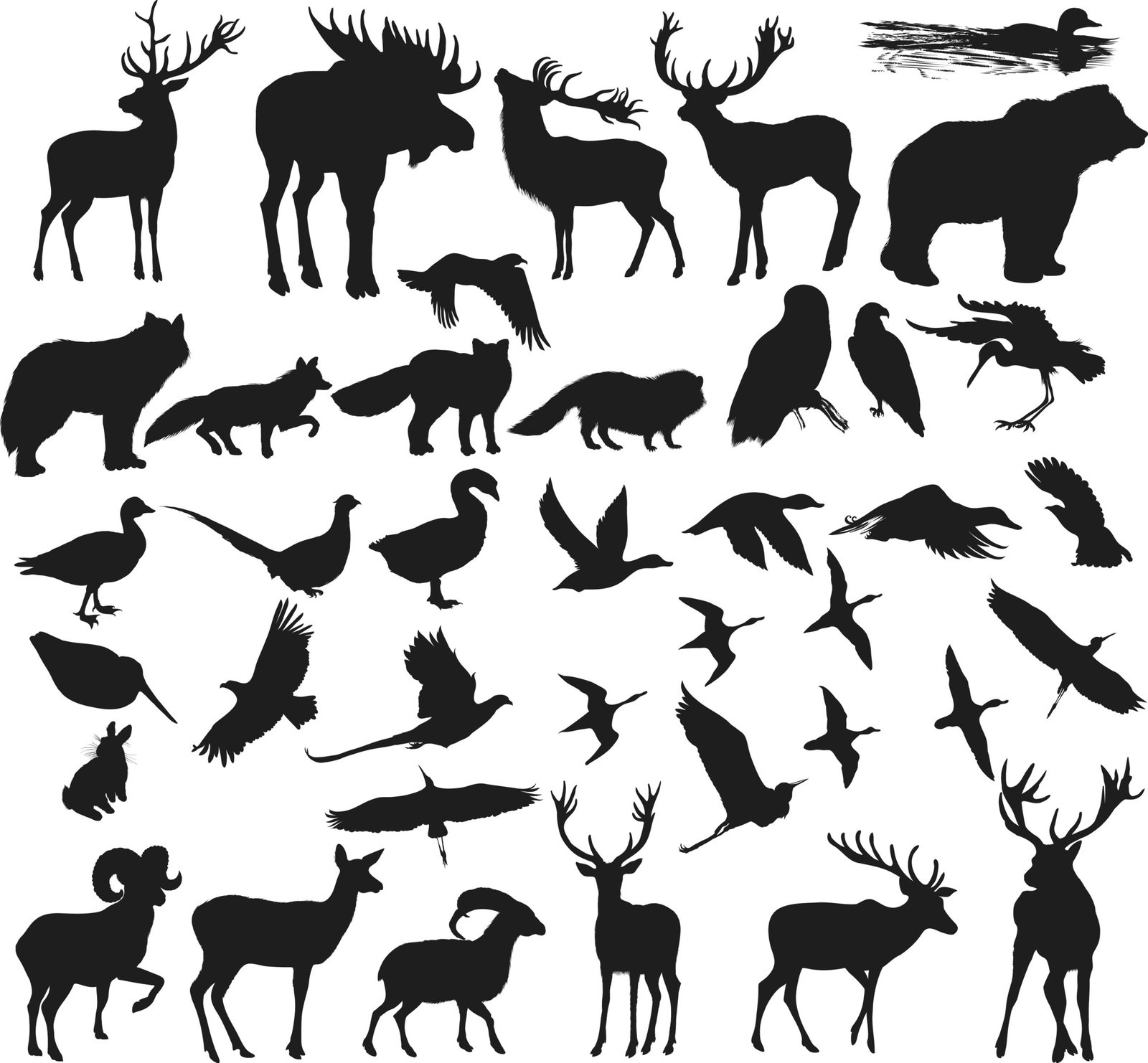 Animals Shapes Silhouettes Vectors Free Vector - FilesCnc.com