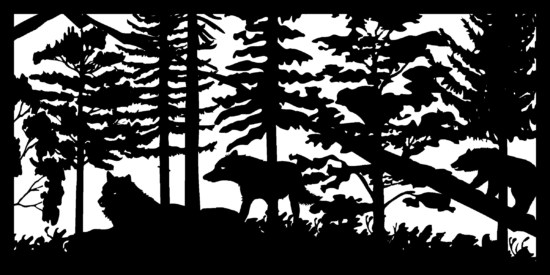 30 X 60 Two Wolves And Bear Plasma Metal Art DXF File