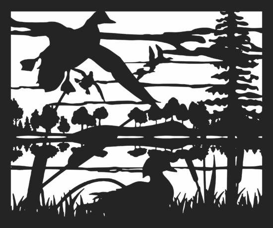 30 X 60 Ducks Coming In Plasma Metal Art DXF File