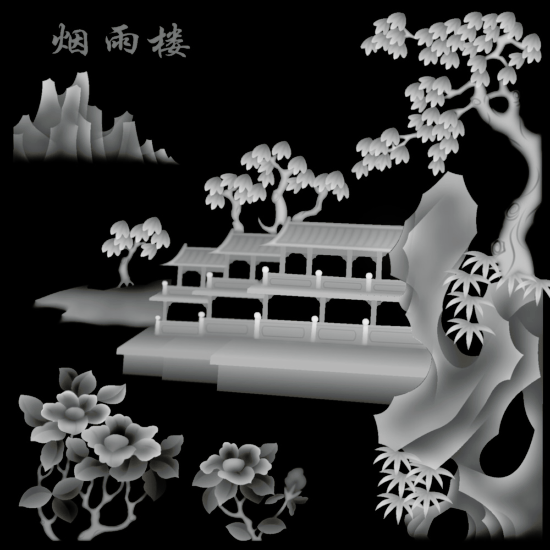 Landscape 3D Grayscale Image BMP File