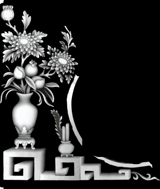 3d Grayscale Image Vase with Flowers BMP File