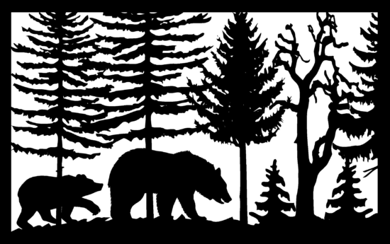 30 X 48 Two Bears Trees Plasma Art DXF File