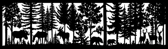 28 X 96 Three Moose Two Bear Two Deer Plasma Art DXF File