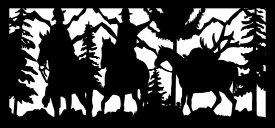 28 X 60 Two Hunters Packing Out Their Elk Plasma Art DXF File