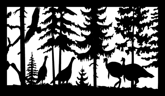 28 X 48 4 Turkeys And Eagle Plasma Art DXF File