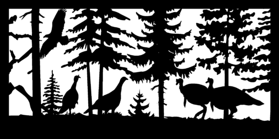 24 X 48 Four Turkeys And An Eagle Plasma Art DXF File