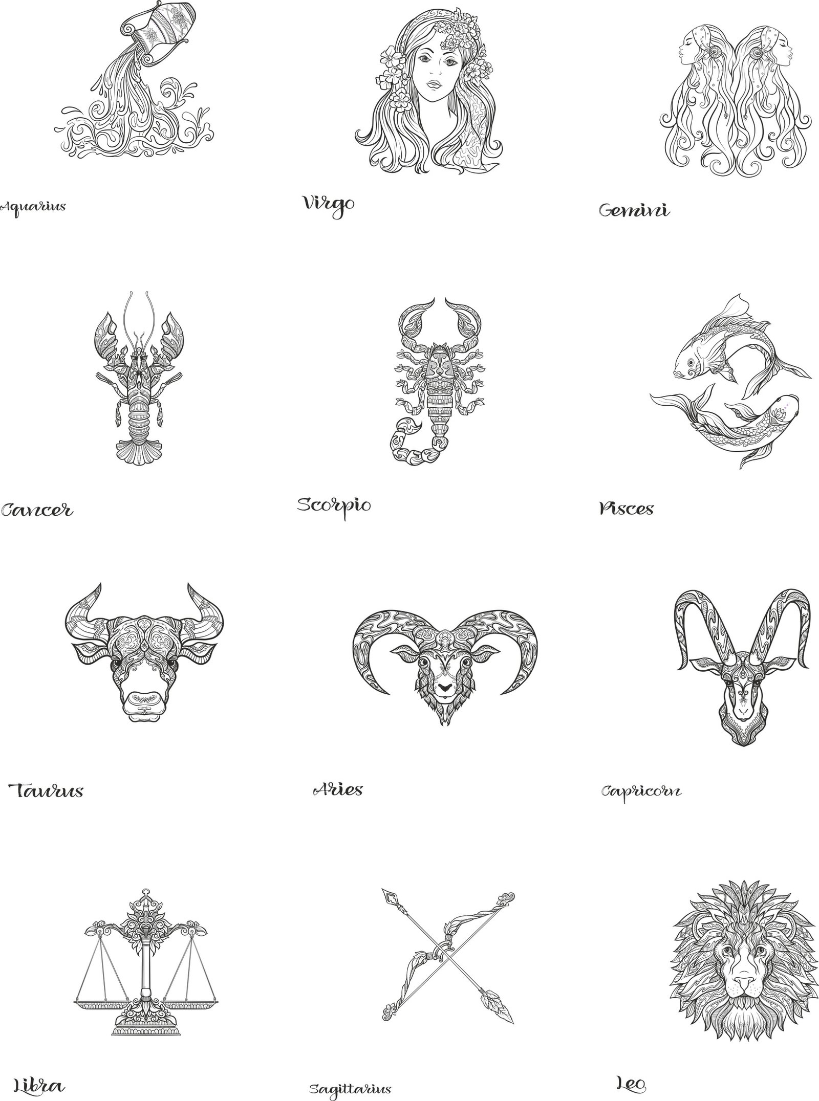 Download Zodiac Set Free Vector - Free Download Files Cnc