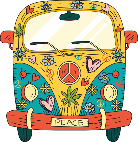 Hippie Van T-Shirt Design Free Vector