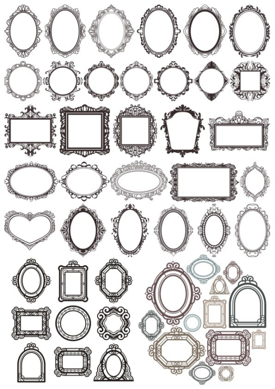 Decor Mirror Frame Set Free Vector