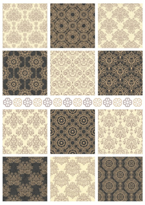 Decorative Damask Seamless Patterns Free Vector